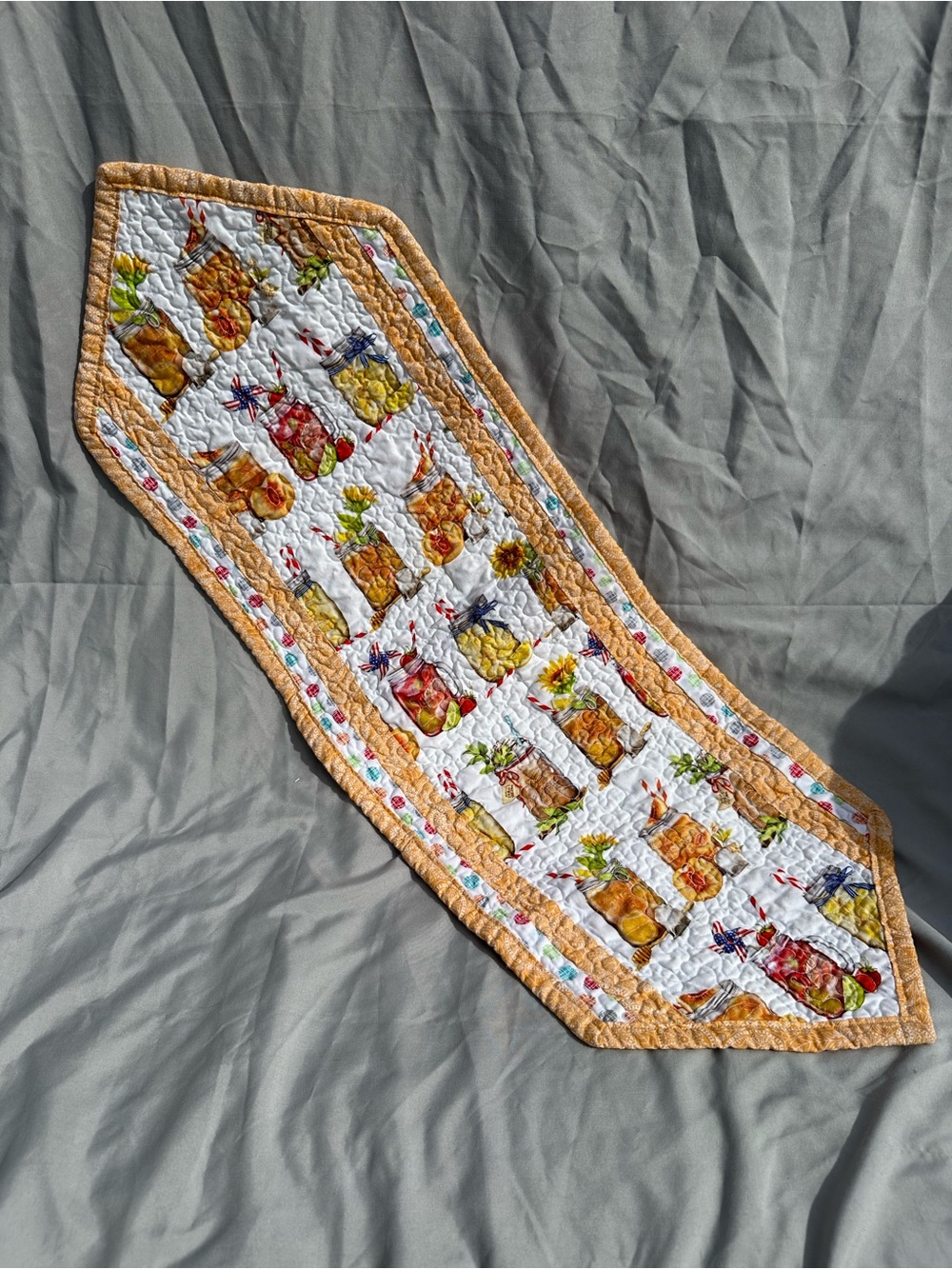 Handmade Yellow Floral Jar Table Runner